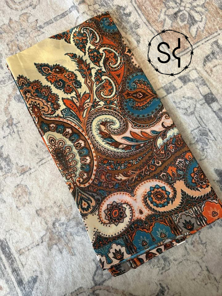 Turqoise & Navy Paisley Wild Rag