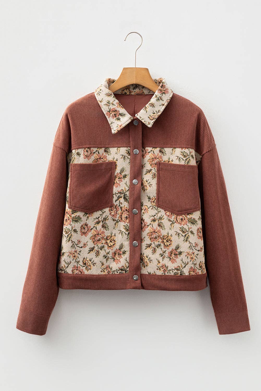Floral Denim Corduroy Vintage Jacket