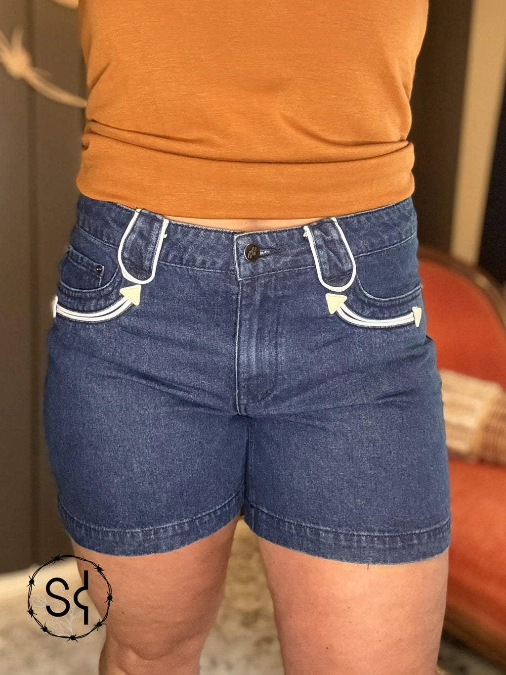 Denim Blue Arrow Shorts