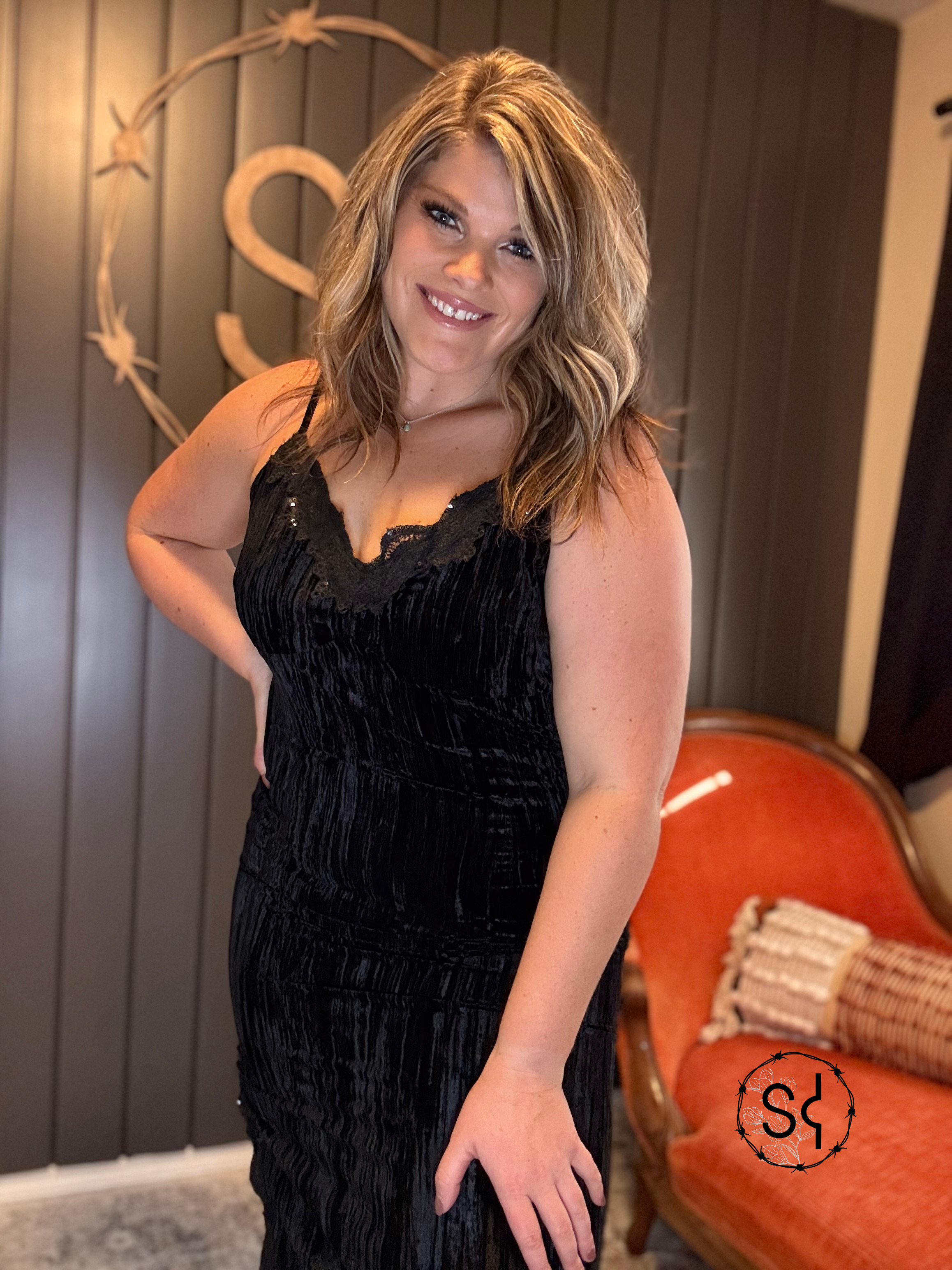 Crushed Velvet Midi Dress