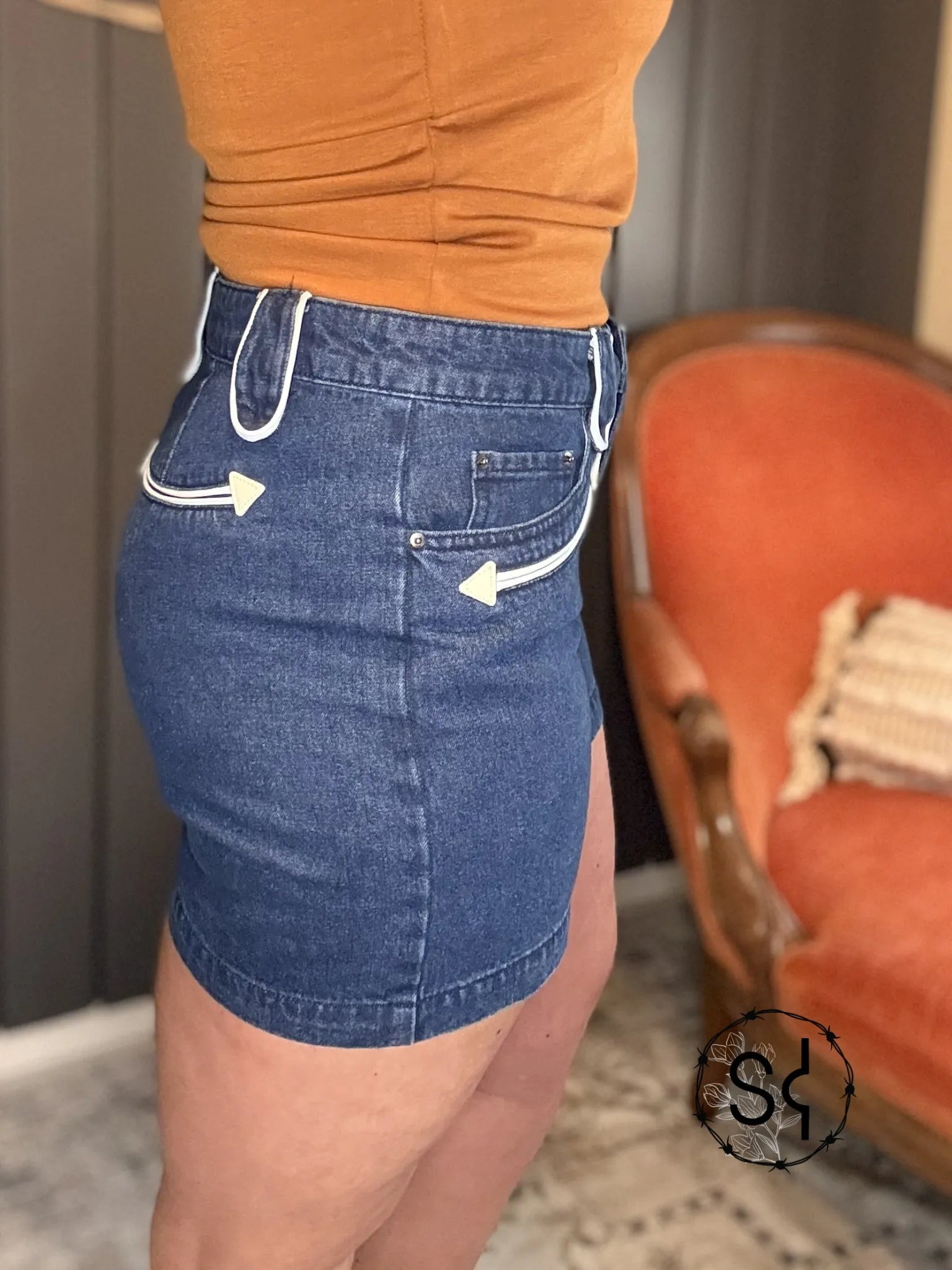 Denim Blue Arrow Shorts