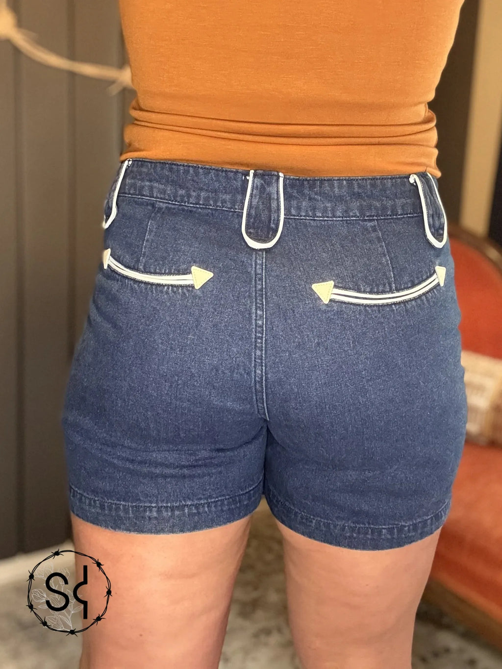 Denim Blue Arrow Shorts
