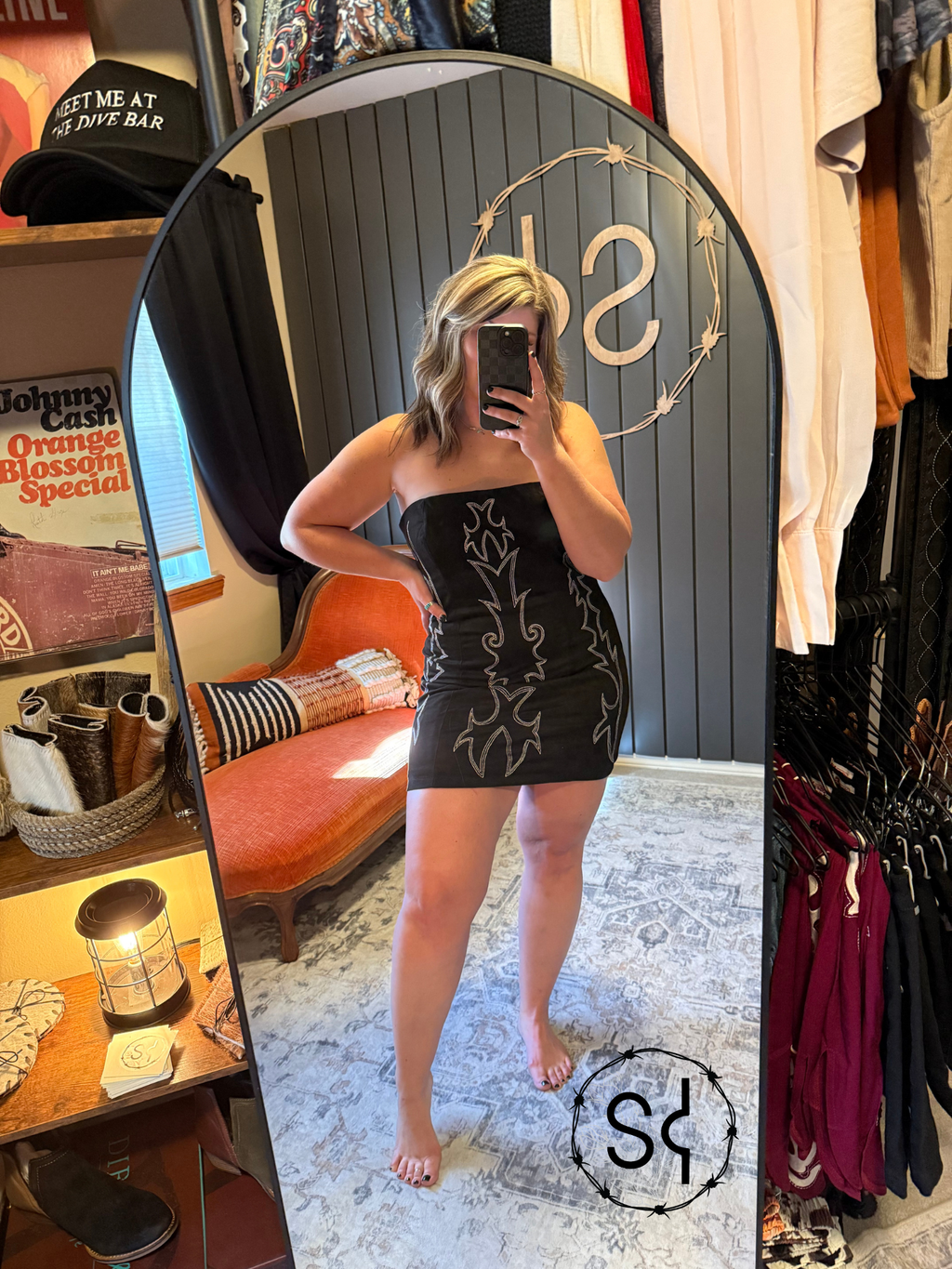 Boot Stitch Suede Dress