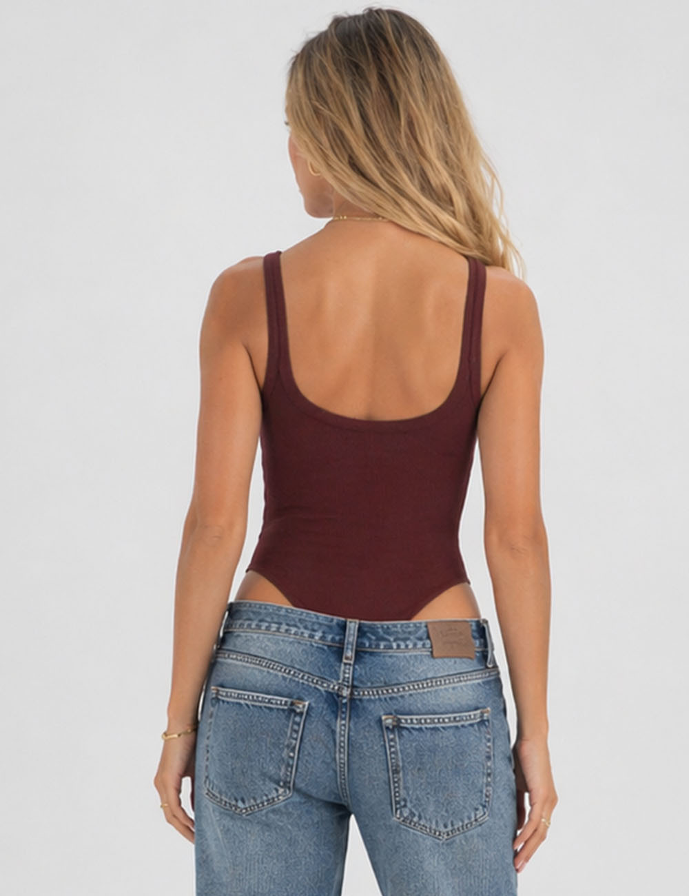 Ribbed Scoop Neck Bodysuit *burgundy