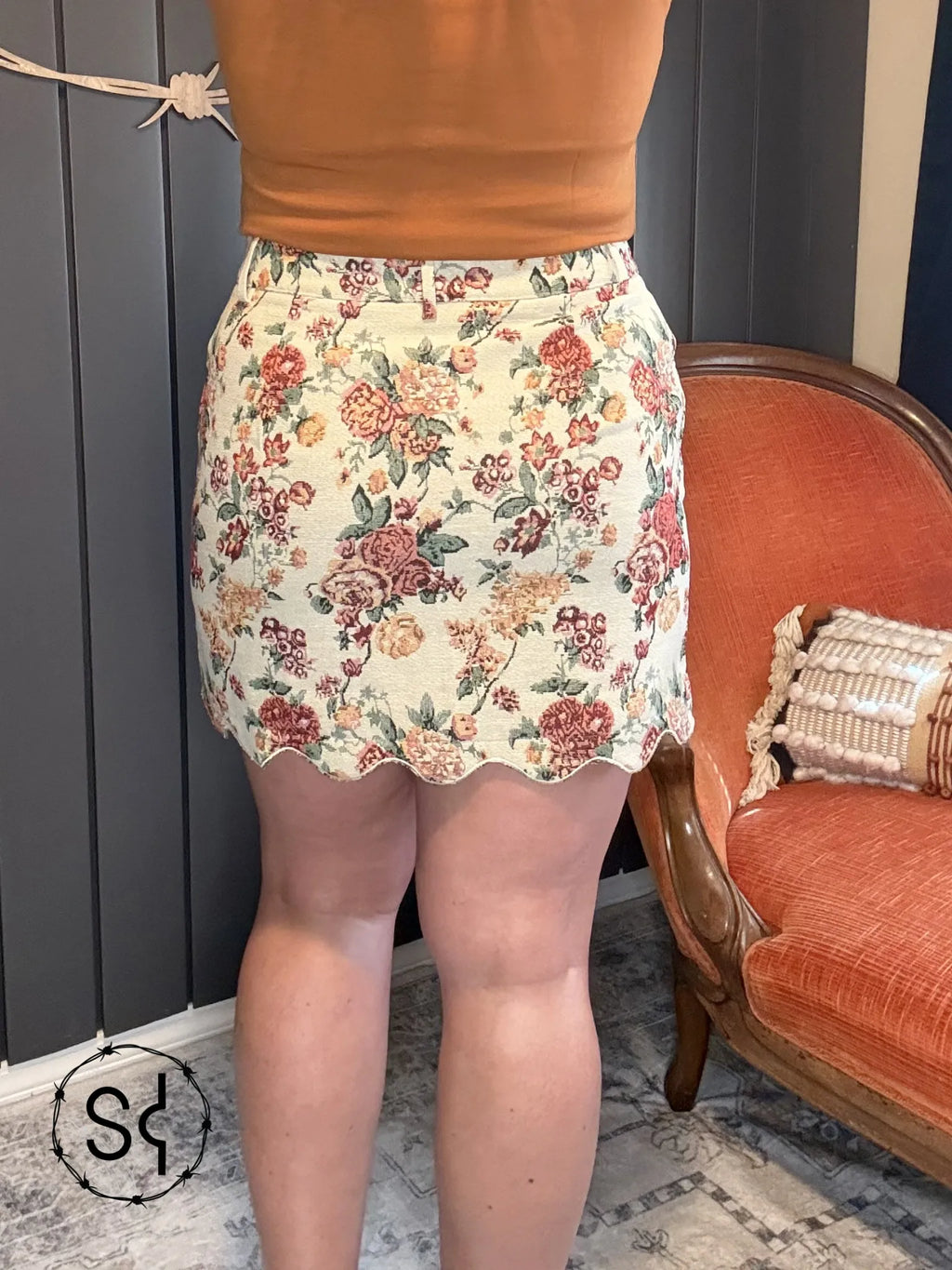 Scalloped Button Down Skirt