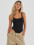 Ribbed Scoop Neck Bodysuit *black