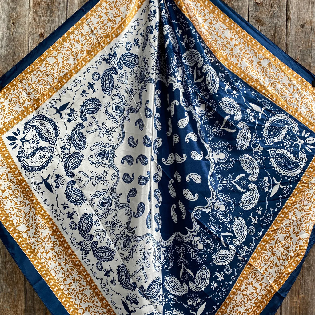 Blue Two-Toned Paisley Wild Rag