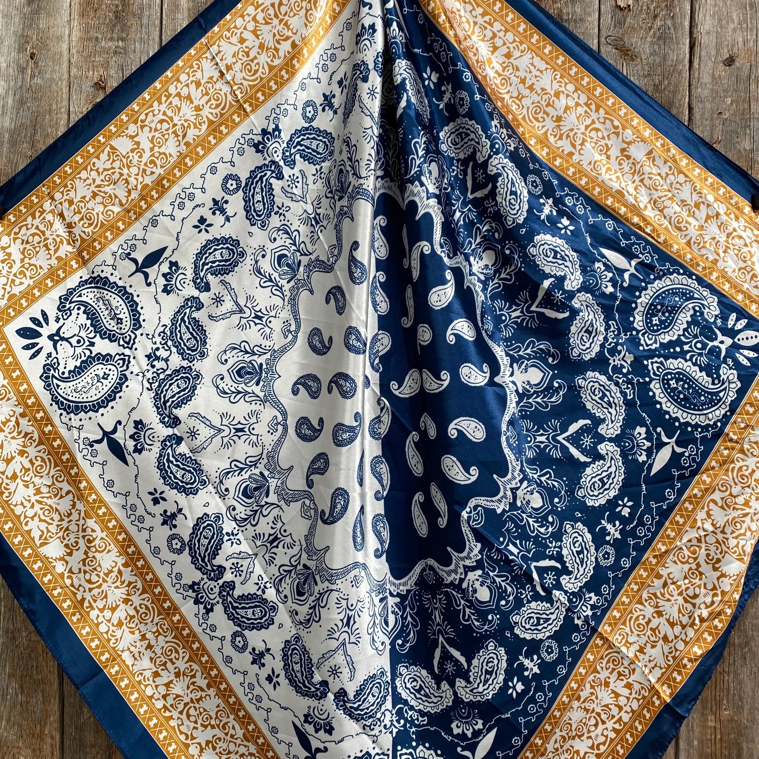 Blue Two-Toned Paisley Wild Rag