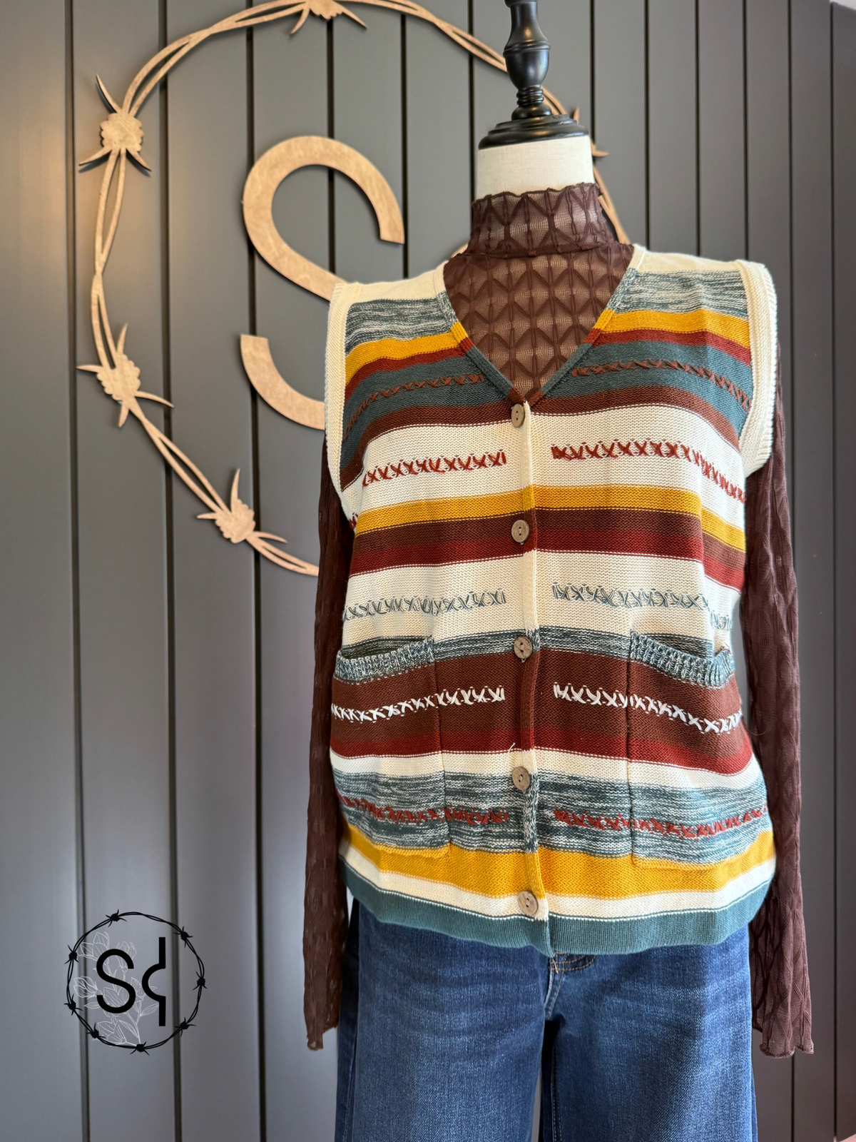 Horizontal Boho Knit Sweater