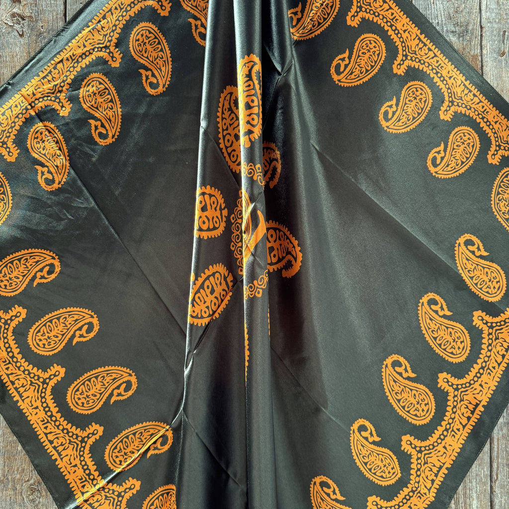 Dark Olive & Orange Paisley Wild Rag