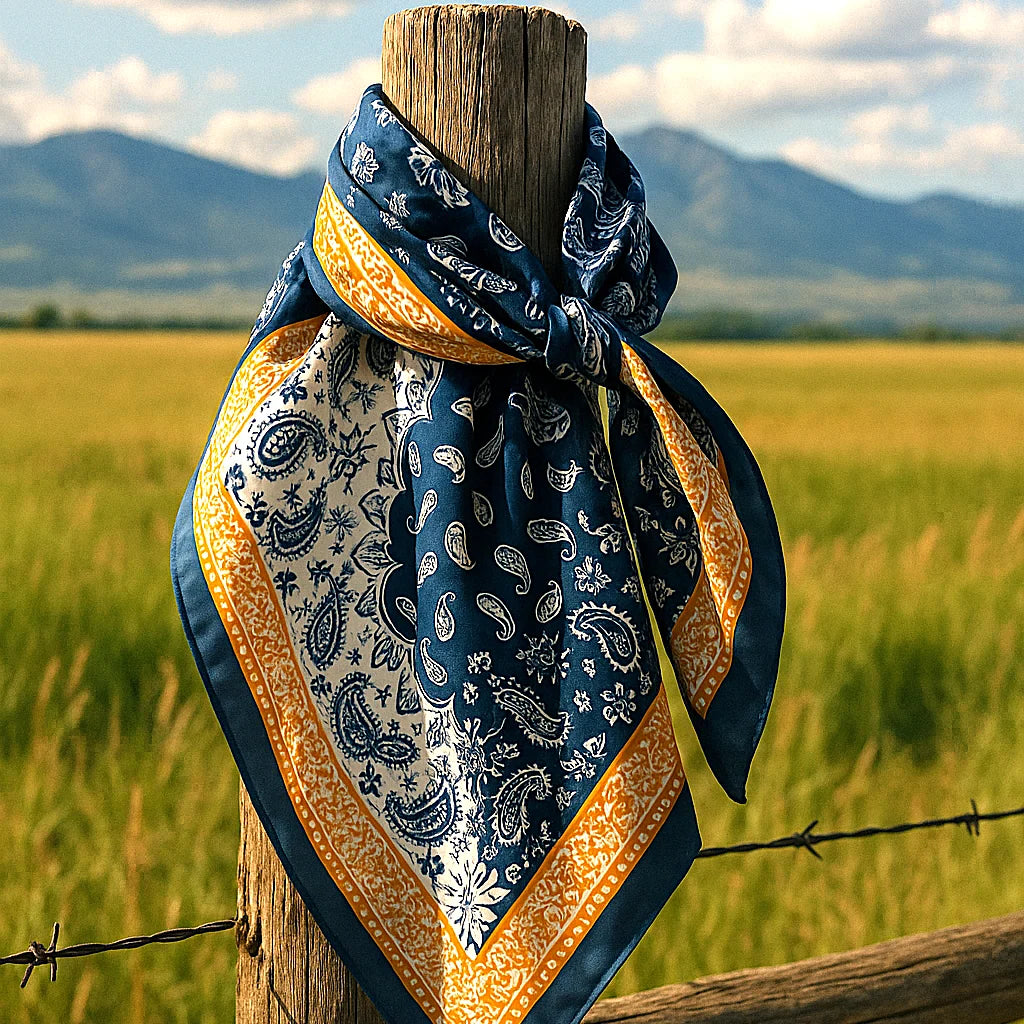 Blue Two-Toned Paisley Wild Rag