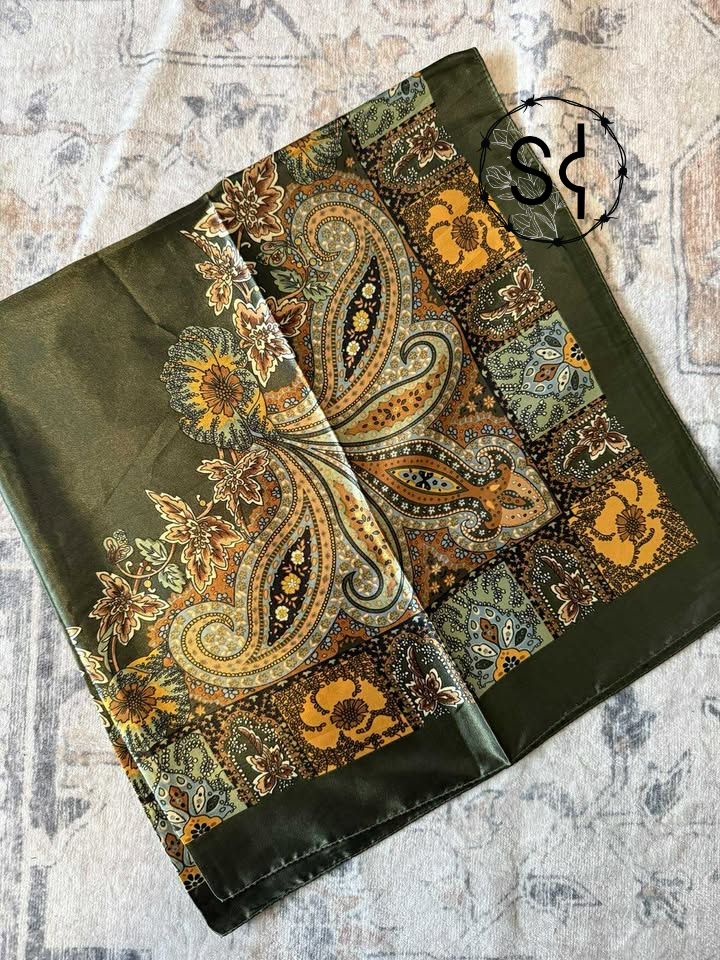 Olive Fall Paisley Wild Rag