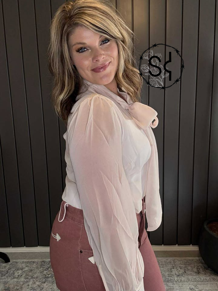 Ivory Sheer Tie Top