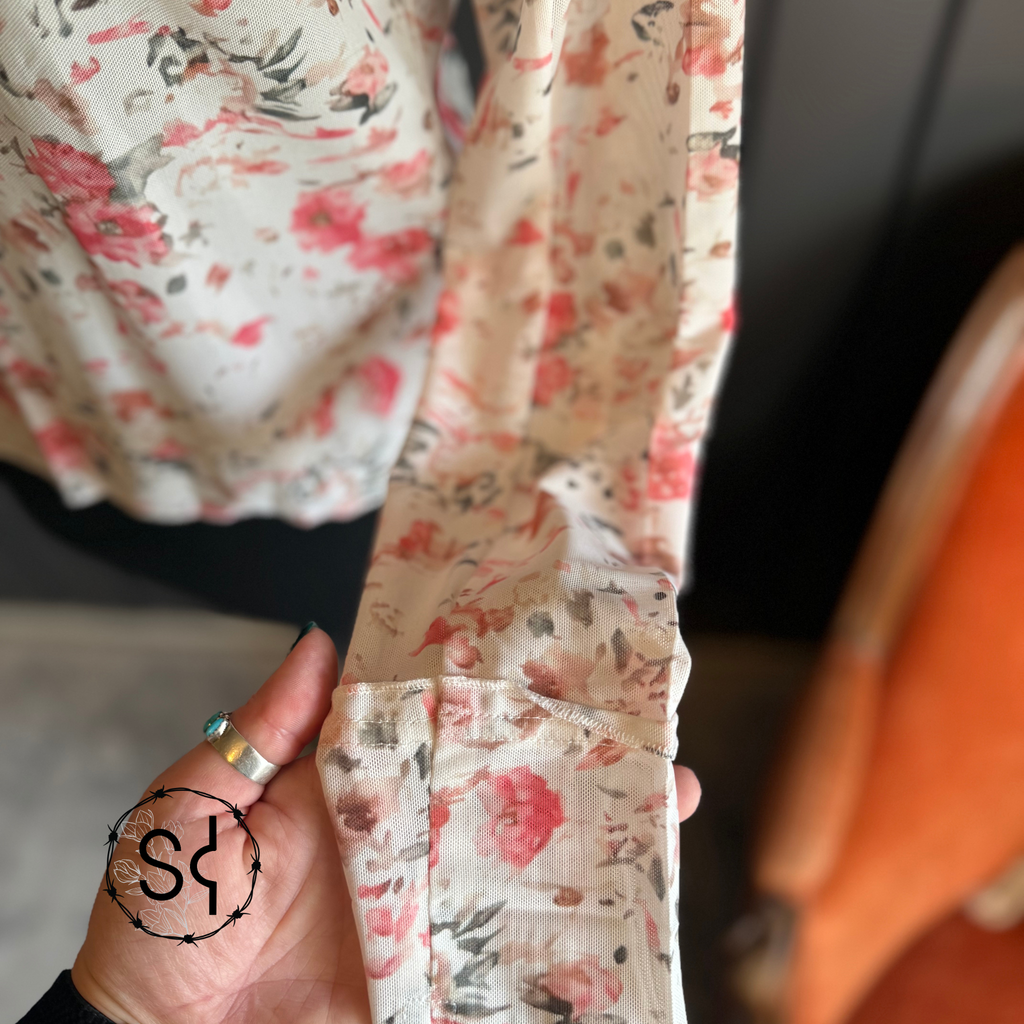 Floral Sheath Mesh Blouse
