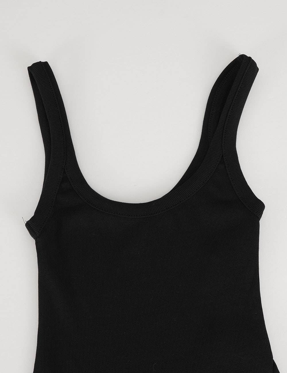 Ladies Ribbed Scoop Neck Tank Top Sleeveless Bodysuit