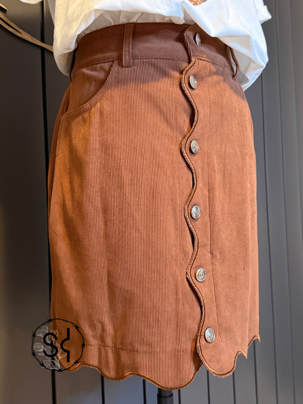 Coffee Corduroy Skirt