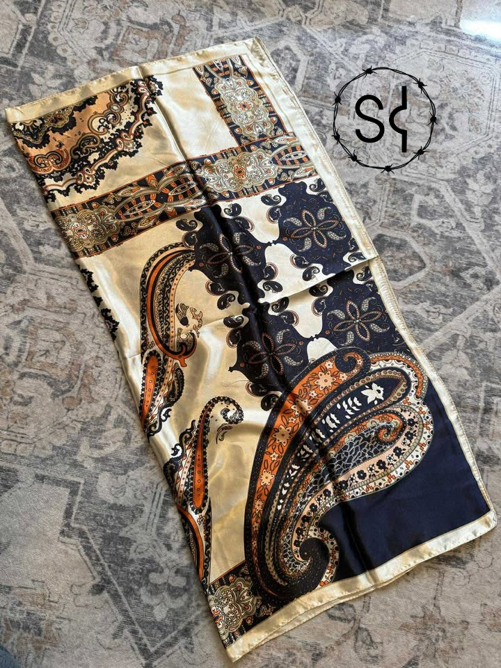 Cream & Navy Paisley Wild Rag
