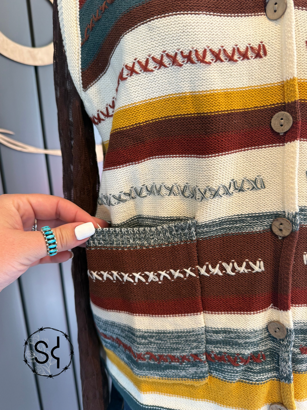 Horizontal Boho Knit Sweater