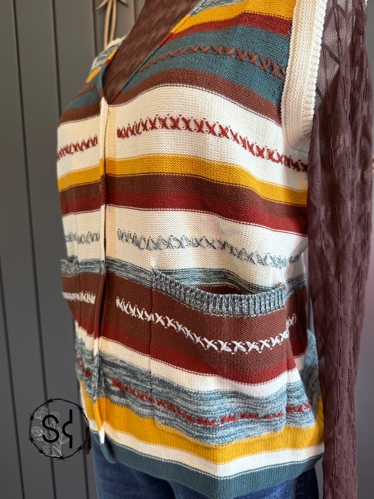 Horizontal Boho Knit Sweater