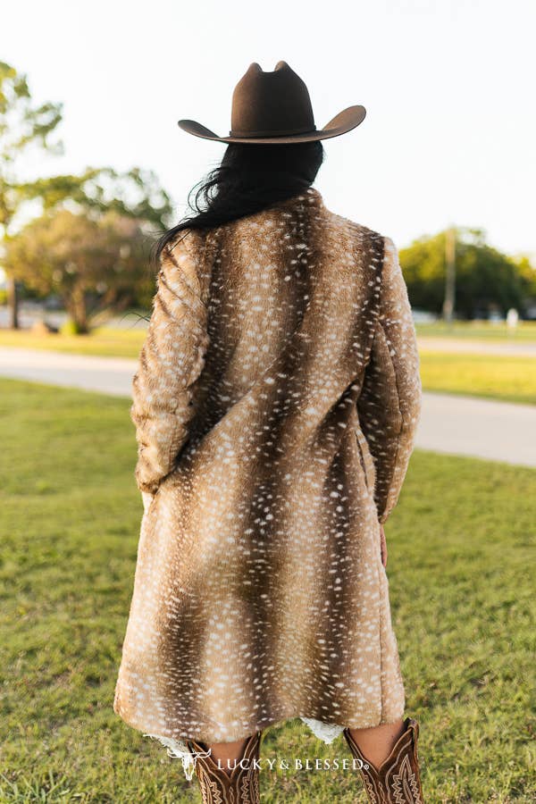 Brown Deer Faux Fur Coat