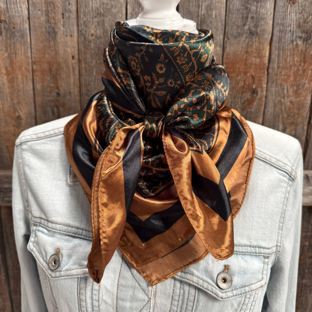 Green and Tan Floral Wild Rag