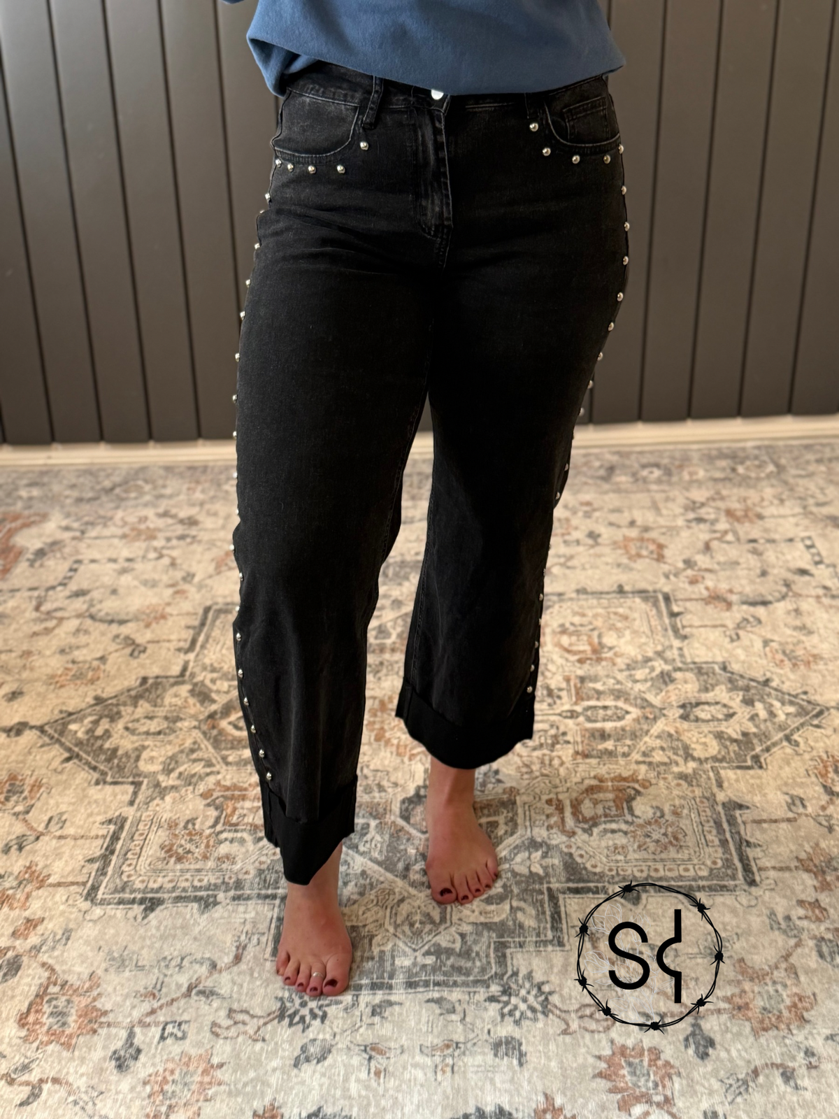 Studded Black Jean