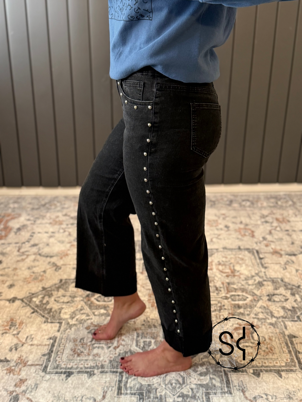 Studded Black Jean