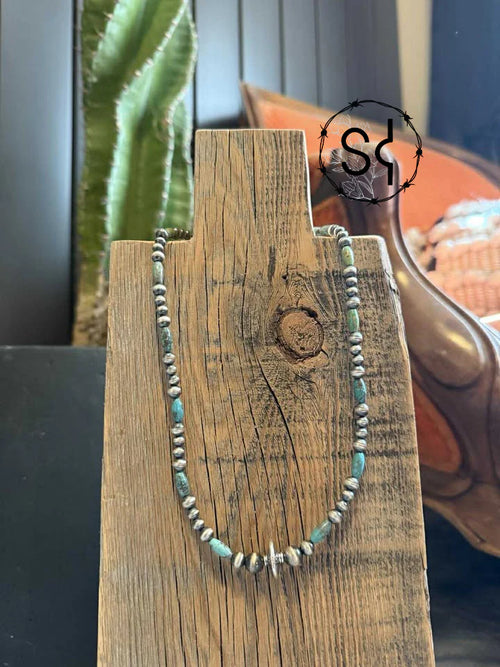 20” Genuine Turquoise & Sterling Pearls Necklace