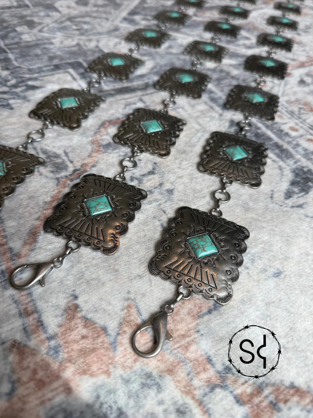 Rectangular Concho Chain Belt
