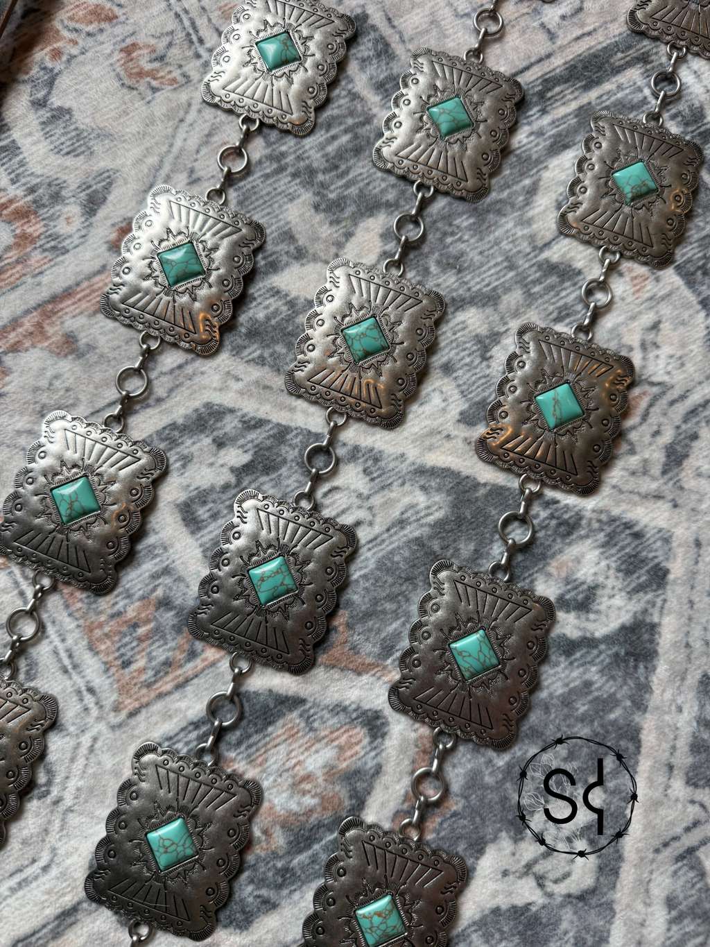 Rectangular Concho Chain Belt