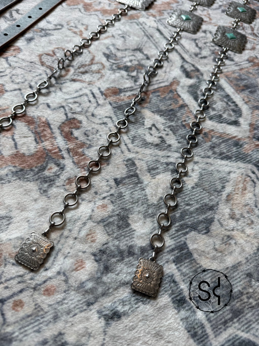 Rectangular Concho Chain Belt