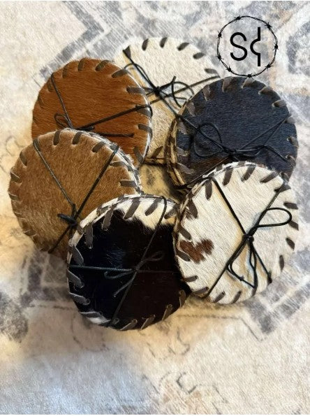 Round Cowhide Coasters