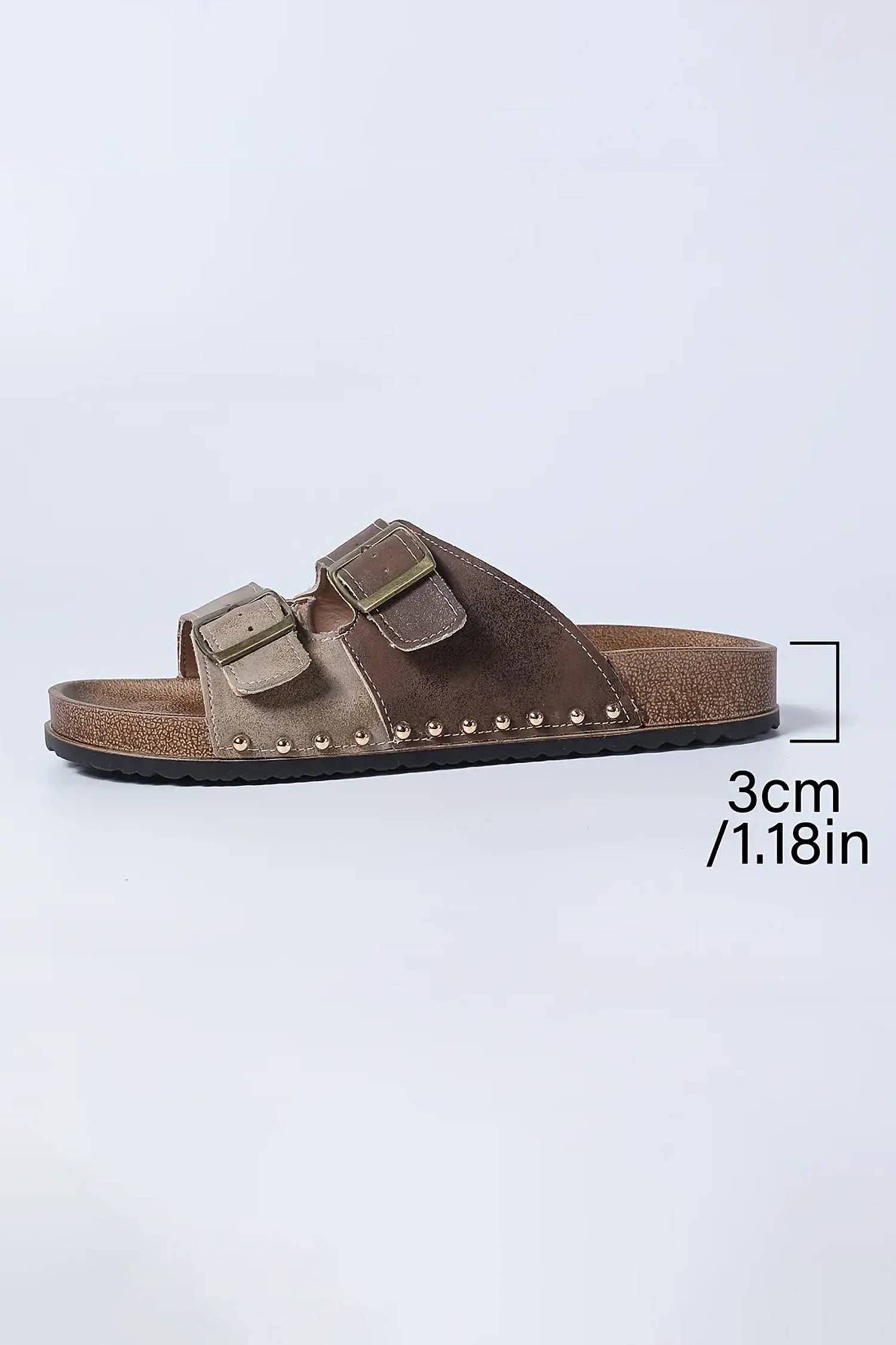 Western Suede Buckle Strap Sandals