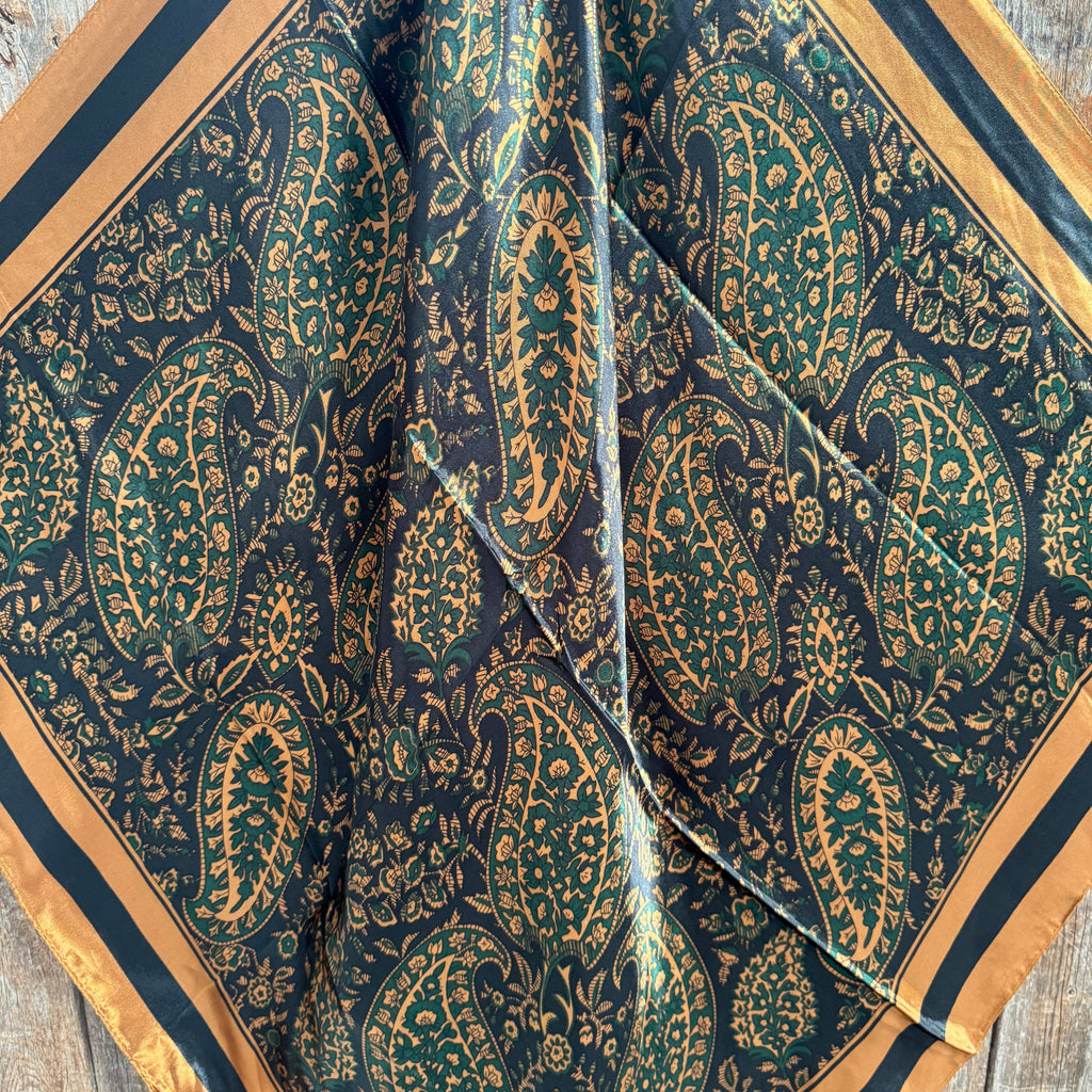 Green and Tan Floral Wild Rag