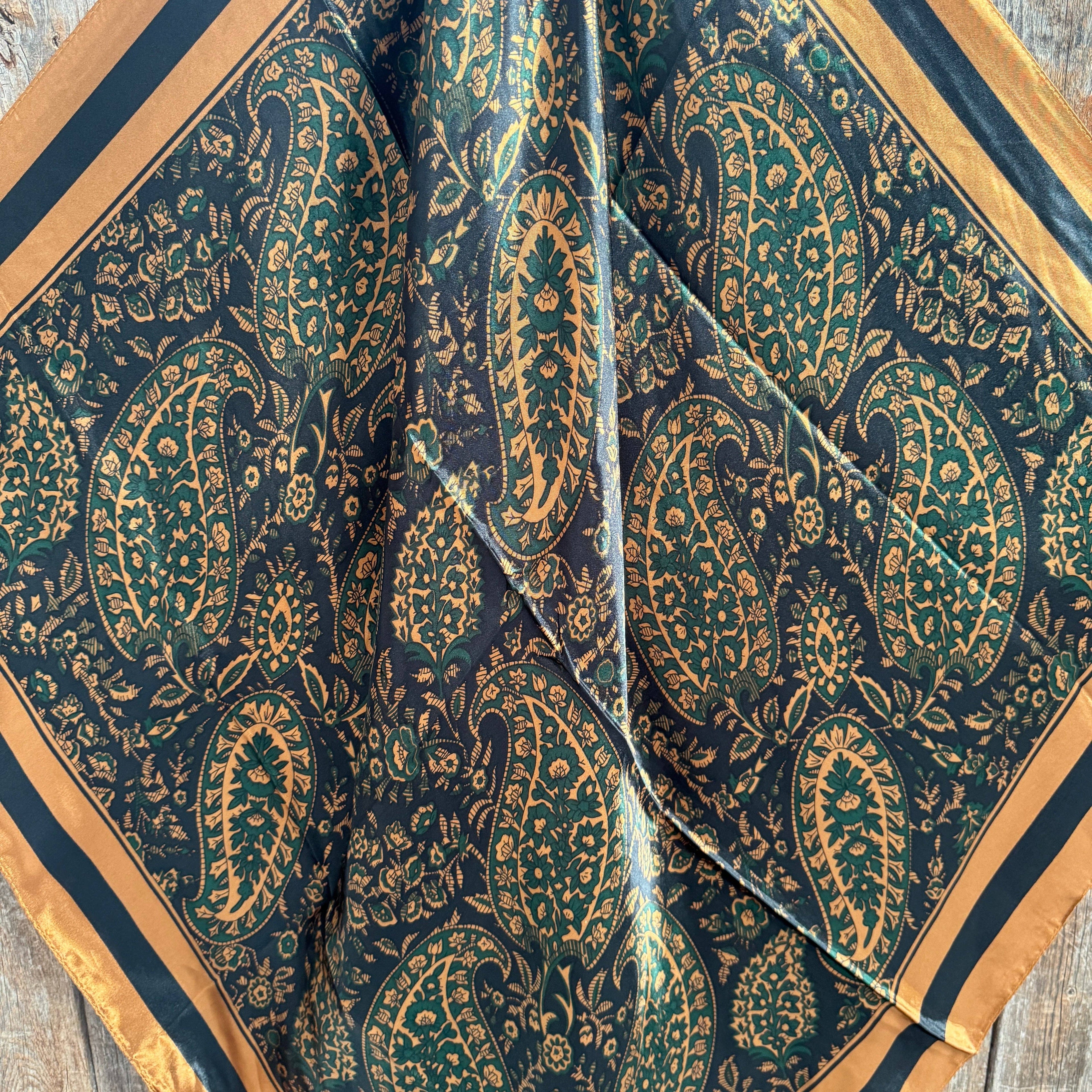 Green and Tan Floral Wild Rag